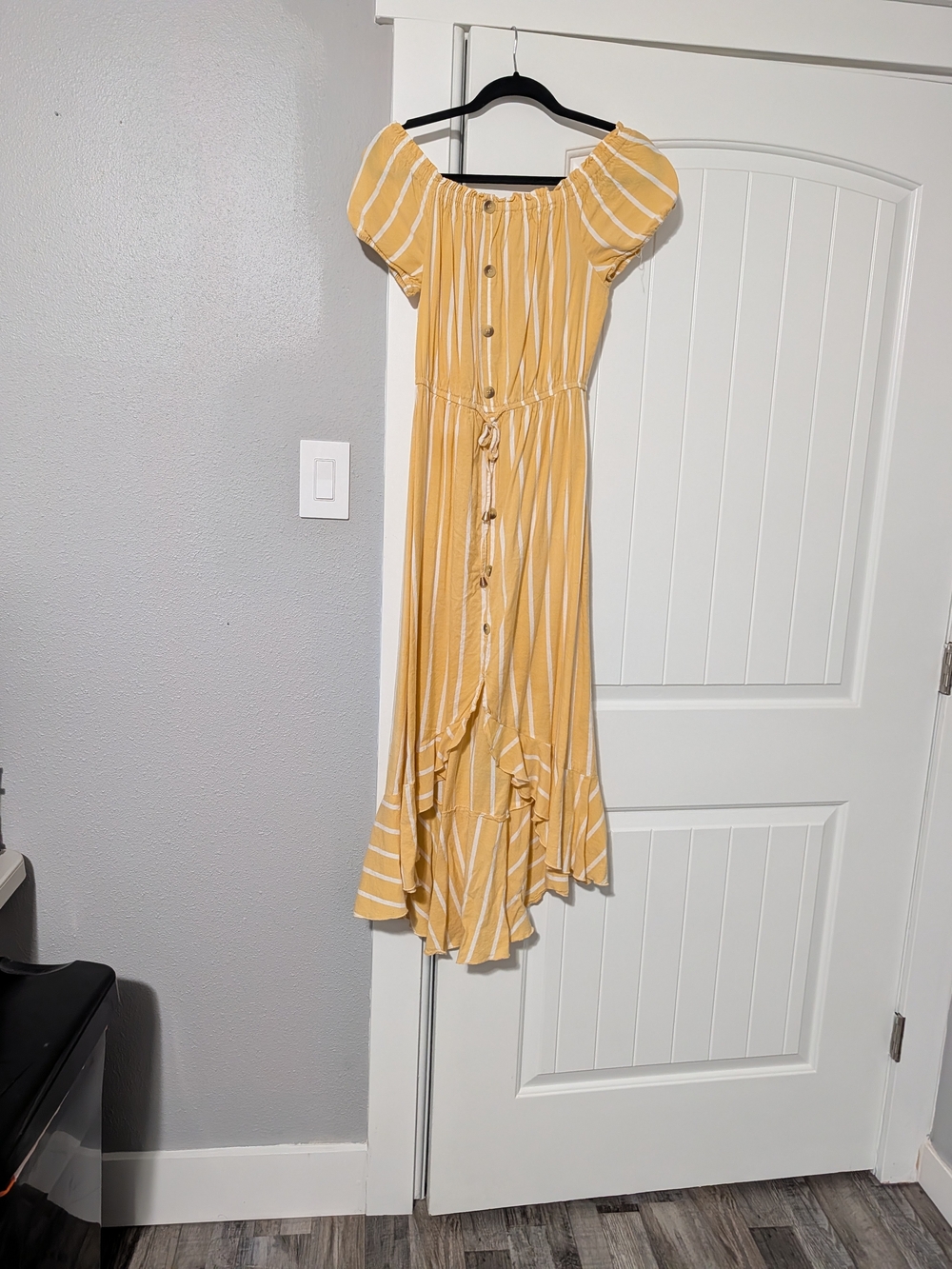 indulge Yellow Striped Button-Front Midi Dress with Tie Waist